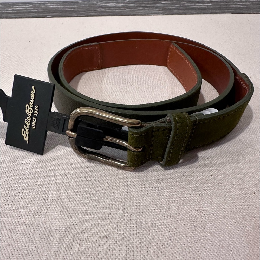 Eddie Bauer Green Belt Sued and Leather